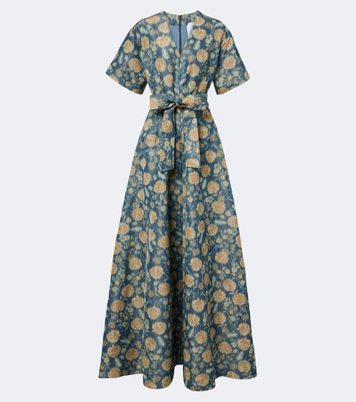Margaretta belted floral gown