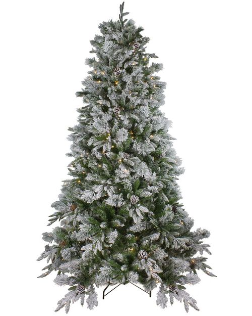 Northlight 7.5ft Pre-Lit Flocked Rosemary Emerald Angel Pine Artificial Christmas Tree - Clear LED Lights