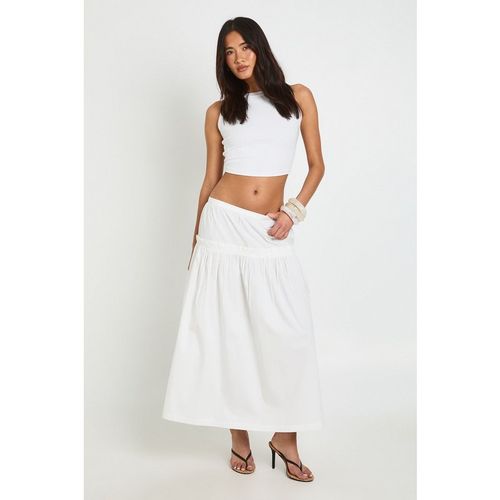 Boohoo Womens Poplin Insert Midaxi Skirt - White