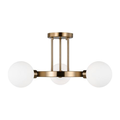 Clybourn 3-Light Semi-Flush Ceiling Light in Satin Bra