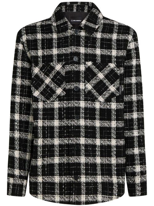 Checked bouclé overshirt - Black