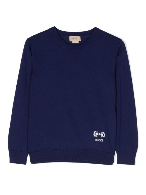 Logo-print cotton sweatshirt - Blue