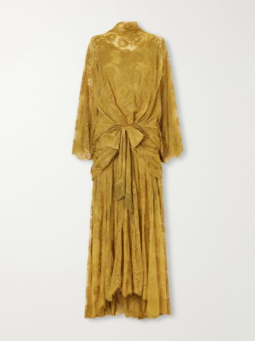 Ascent Bow-detail Gathered Lace Gown