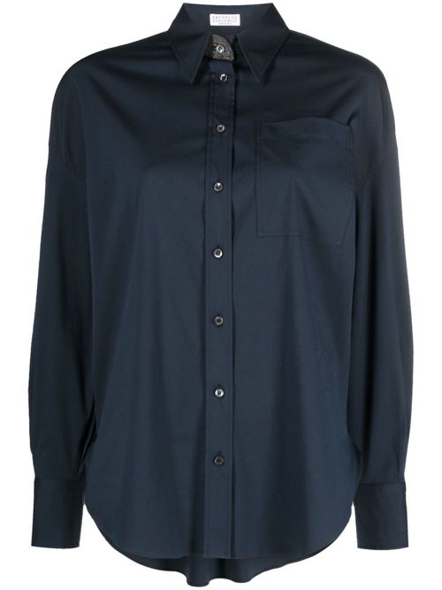 Cotton-poplin shirt - Blue