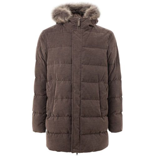 Removable Fur Hood Down Jacket — Brown