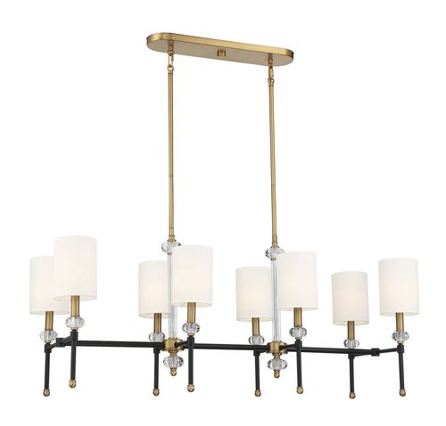 Tivoli 8-Light Linear Chandelier in Matte Black with Warm Brass Accent