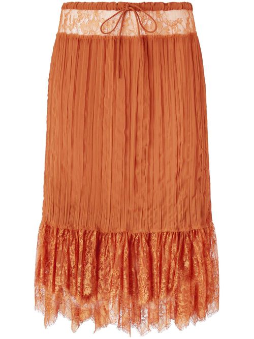 Drawstring midi skirt - Brown