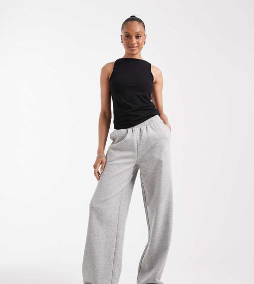 ASOS DESIGN Tall wide leg brushback jogger in grey marl