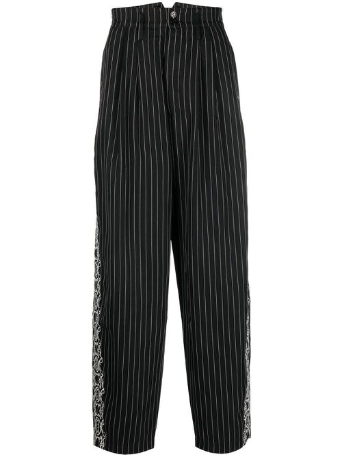 High-rise pinstripe trousers - Black