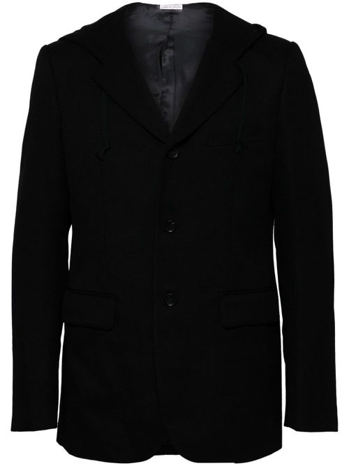 Hooded twill blazer - Black