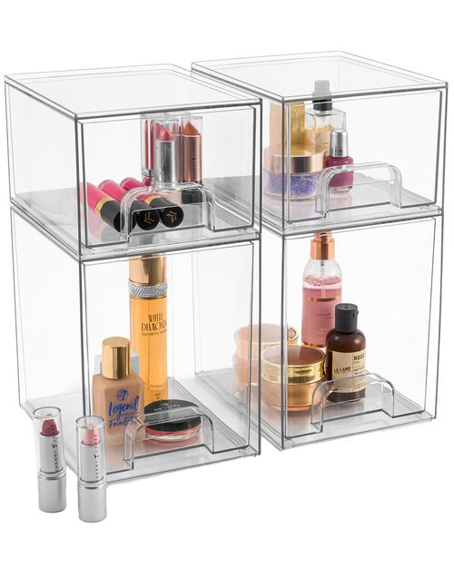 Set of 4 Acrylic Pull-Out Storage Containers For Makeup