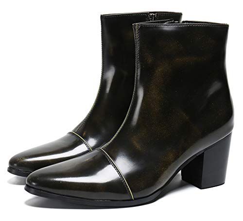 Santimon Mens Boots Casual Dress Party Chelsea Boots Patent Leather Zipper on Side Ankle Boots for Men Color