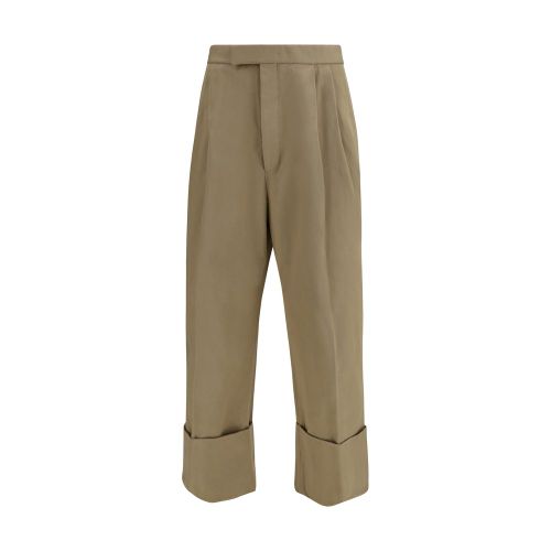 Cotton Gabardine with RWB Grosgrain Trim Trousers — Beige