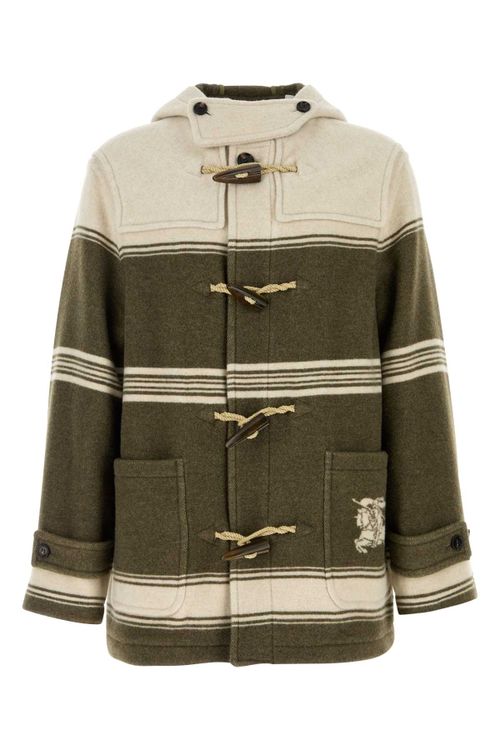 Striped Wool Blend Coat — Green