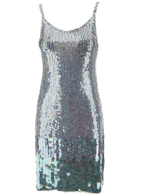 Sequin-Embellished Dress — Silver