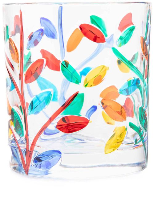 Paint-stroke glass tumbler - Red