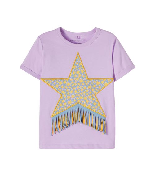 Fringed printed cotton jersey T-shirt