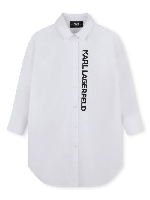 Logo-print cotton shirtdress - White