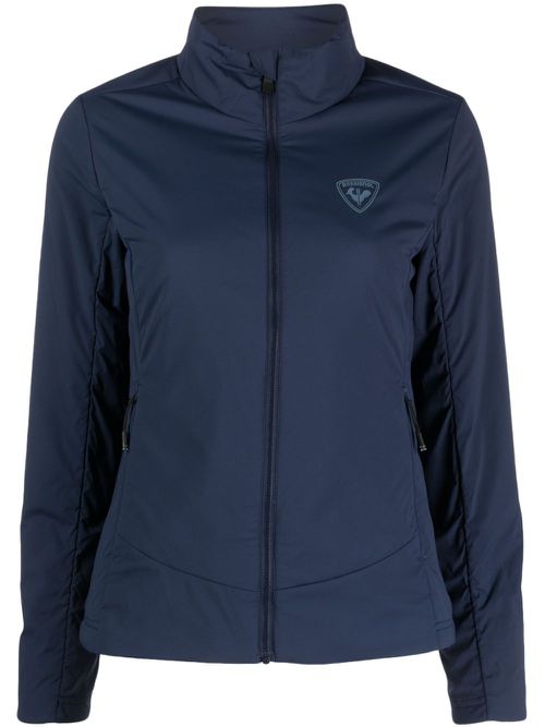 Logo-patch stand-up collar jacket - Blue