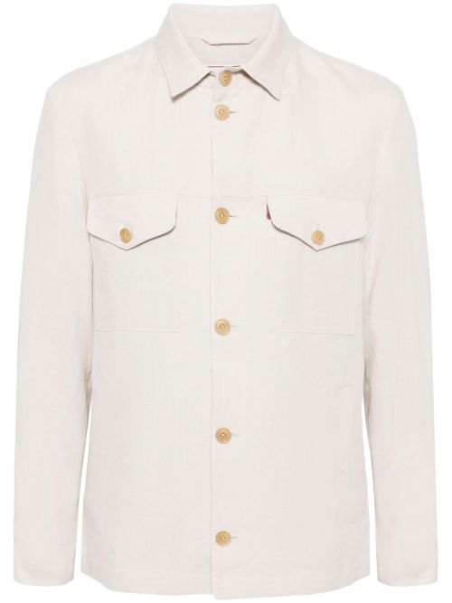 Luciano Barbera button-up linen shirt jacket - Neutrals