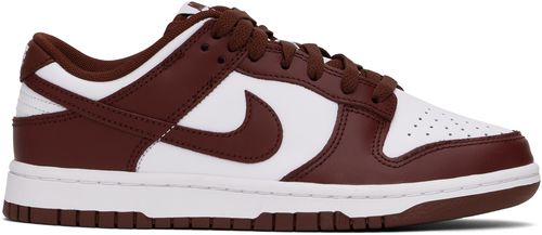 Burgundy & White Dunk Low Retro Sneakers