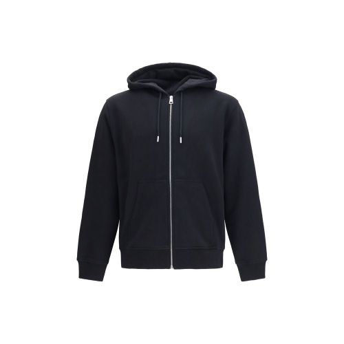 Cotton Fleece Zip Hoodie — Black