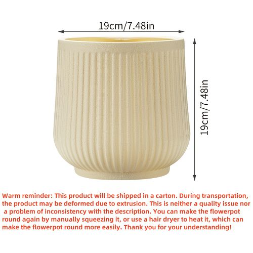 TEMU 2pcs Classic Roman Stripe Plastic Flower Pots - Medium-sized Lightweight Durable Indoor/outdoor Planters For Succulents, , Halloween & Christma