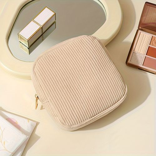 TEMU Compact Travel Makeup Bag With Zipper, Earphone Storage, Sanitary Pad Compartment, And Cosmetic Organizer. Small Bags Are Women, Ideal For
