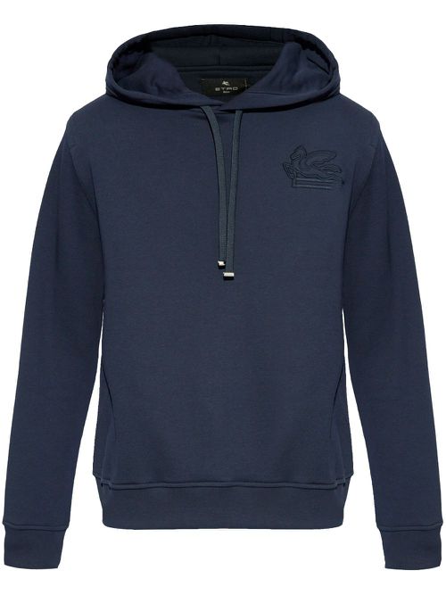 Pegaso-embroidered hoodie - Blue