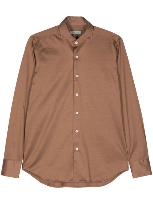 Tonal-stitching cotton shirt - Brown