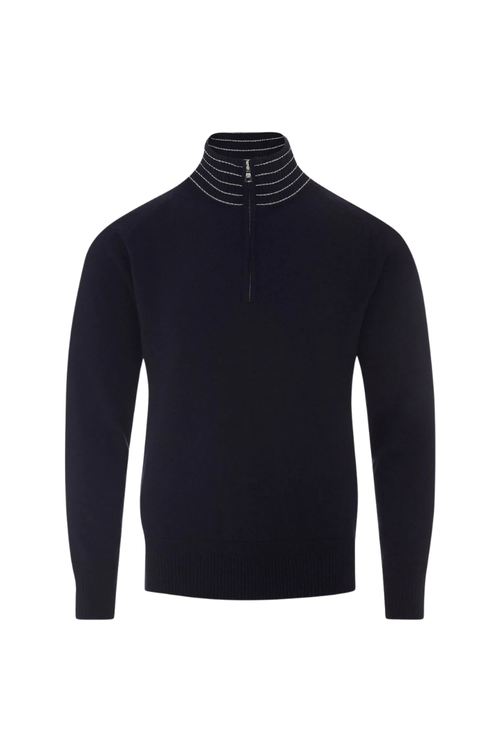 Cashmere Half-Zip Sweater — Black