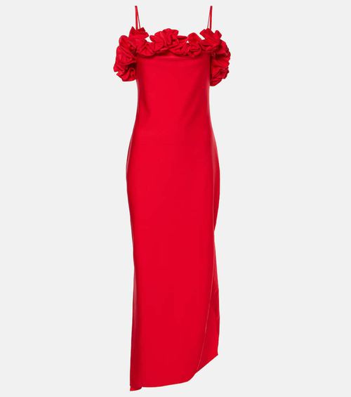 Floral-appliqué jersey gown