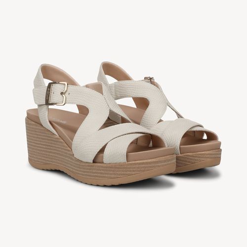 Cali Beach Wedge Sandal Beige Faux Leather DRSCH