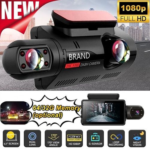 FHD Car DVR Camera Dual Lens Rotatable 1080P Dash Cam Dual Record Hidden Video Recorder Dash Camera Night Vision Parking Monitoring G-sensor DashCam