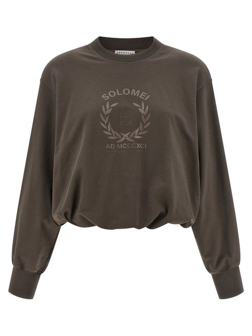Logo-Embroidered Cotton Sweatshirt — Brown