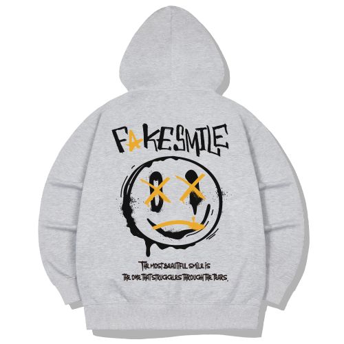 Fake Smile Oversized Hoodie Zip-Up 2 Color