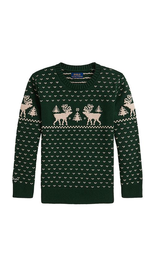 Polo Ralph Lauren Long Sleeve Intarsia Reindeer Sweater Coverall in Green Combo. 6 also , 3