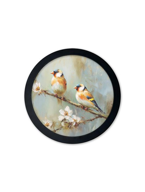 Exceptional Art Garden Birds - Black Round Box Frame - - Black Round Box Frame - Goldfinche
