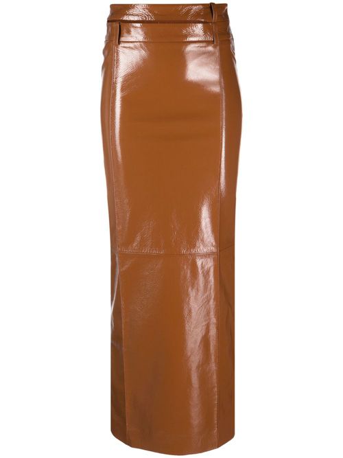 Ararat patent-finish skirt - Brown