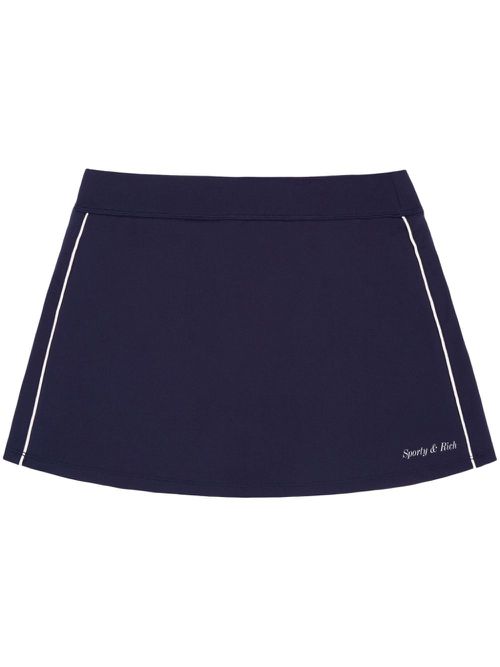 Sporty & Rich logo-print stripe-detail tennis miniskirt - ブルー