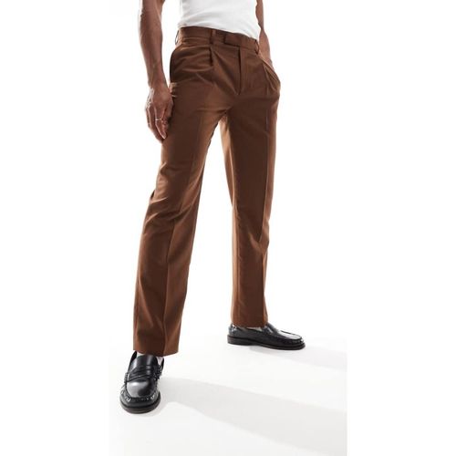 ASOS DESIGN Mens smart straight leg trousers in brown - 30W