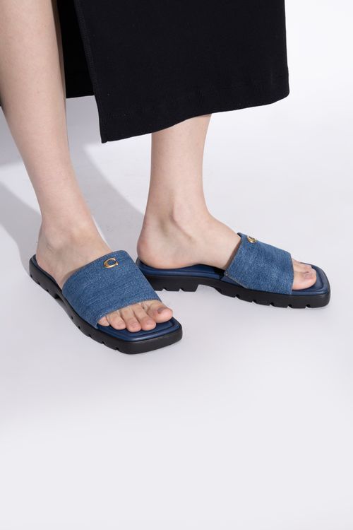 Coach Denim Slides, Women's, Navy Blue