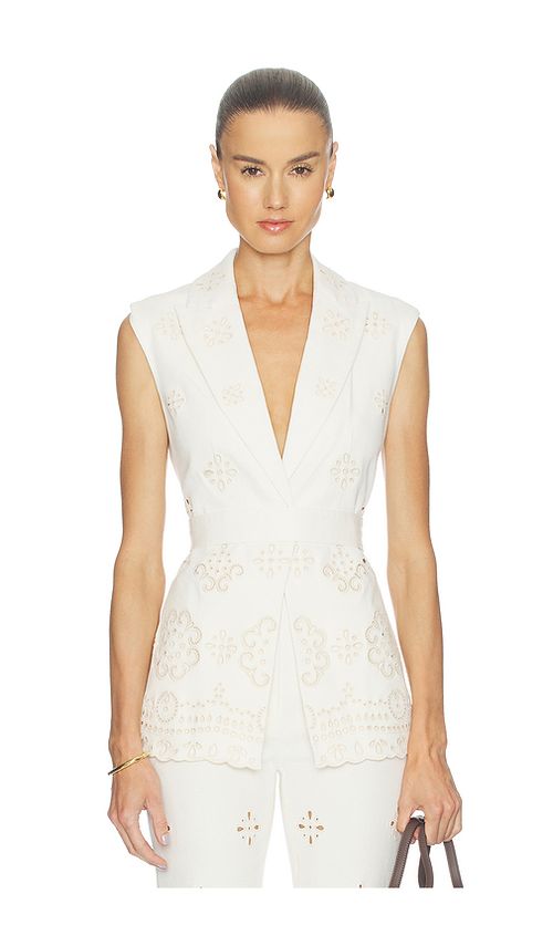 Veronica Beard Townes Vest in White. 0. Also , 2, 4, 6
