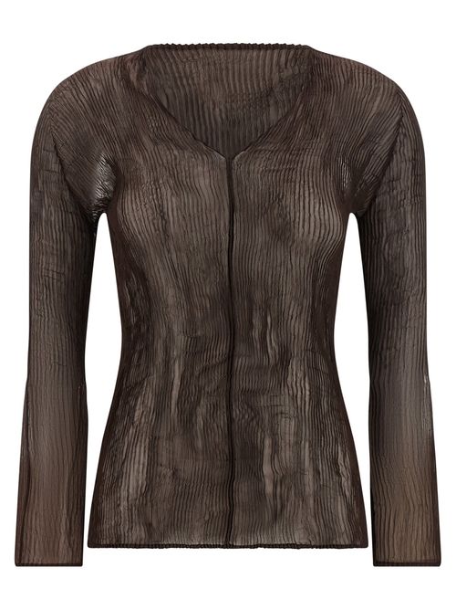 Chiffon Twist 1 Blouse — Taupe