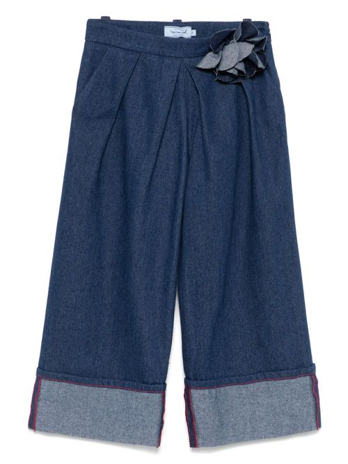 Floral-appliqué jeans - Blue