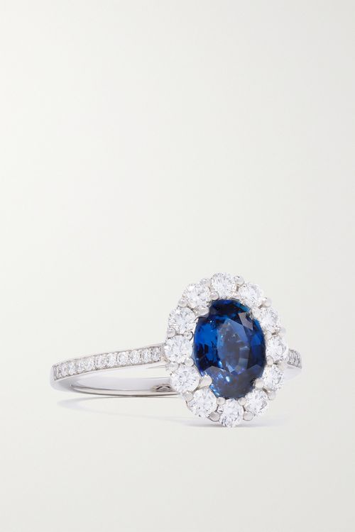 1735 Platinum, Sapphire And Diamond Ring - White gold