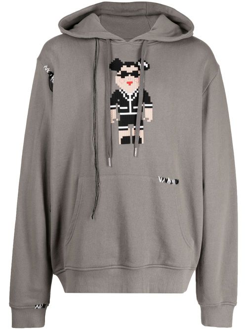 Graphic-print cotton hoodie - Grey