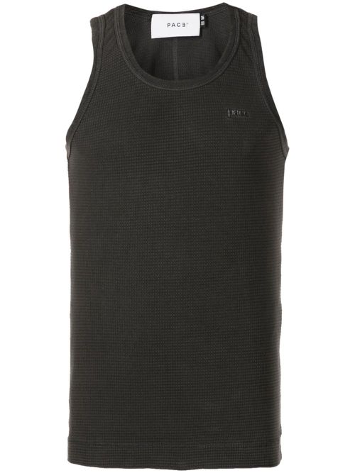 Waffle-effect cotton tank top - Grey