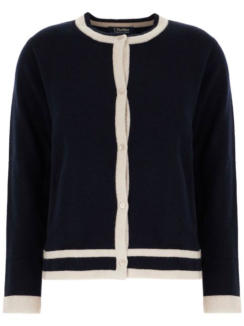Contrast-trim cardigan - Blue