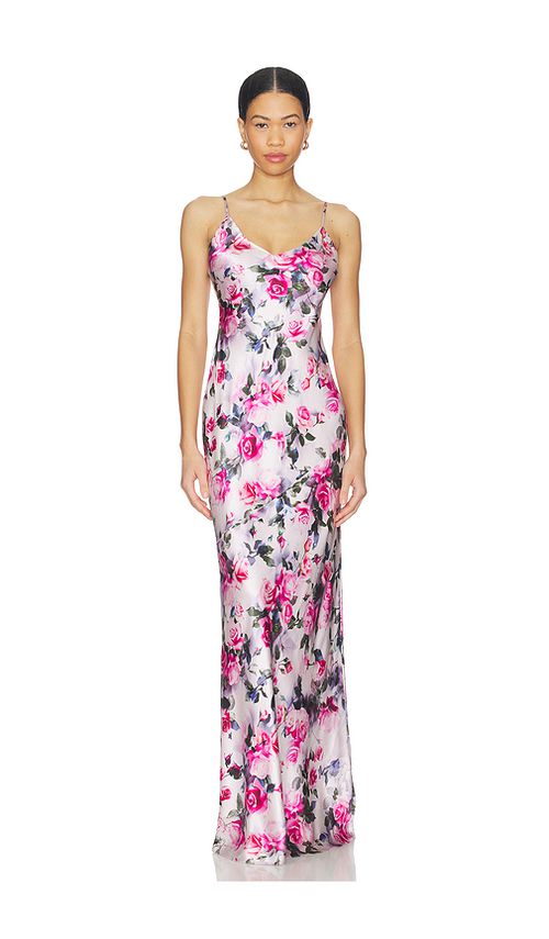 L'AGENCE Serita Maxi V Neck Bias Dress in Pink. 6. Also